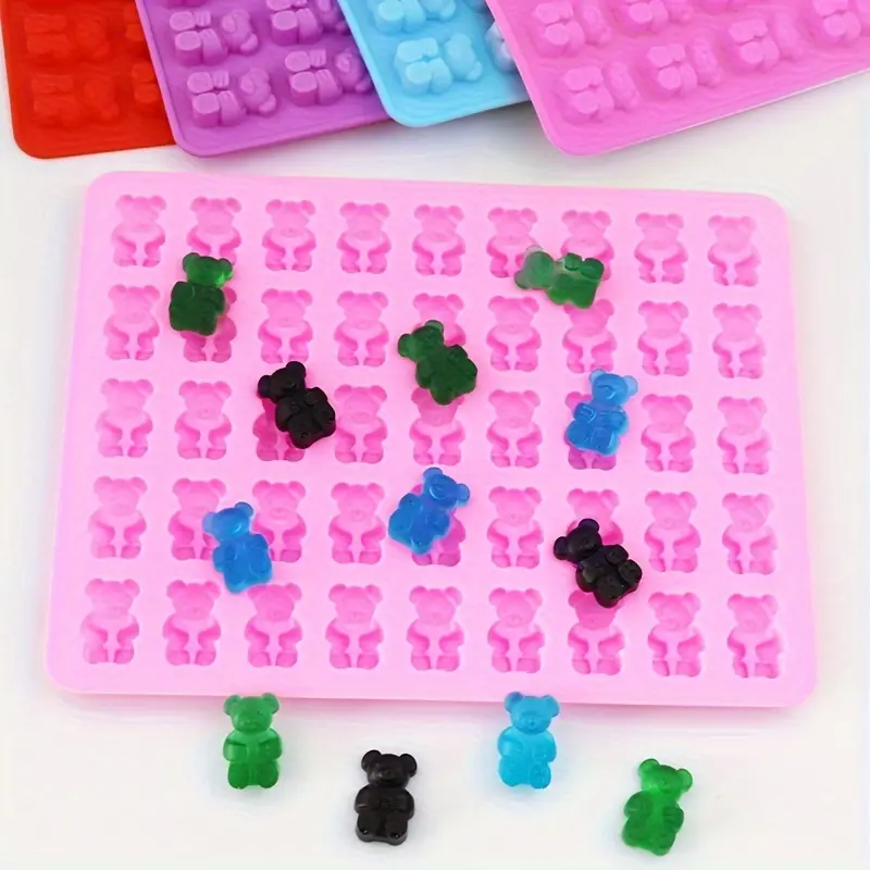 2-Piece Silicone Gummy Bear Mold Set for Candy & Chocolate Making, 90-Cavity Design – description image 4