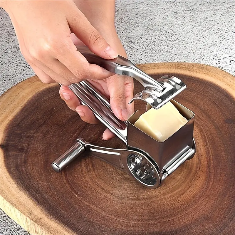 Stainless Steel Rotary Cheese Grater for Manual Shredding & Grating – description image 2