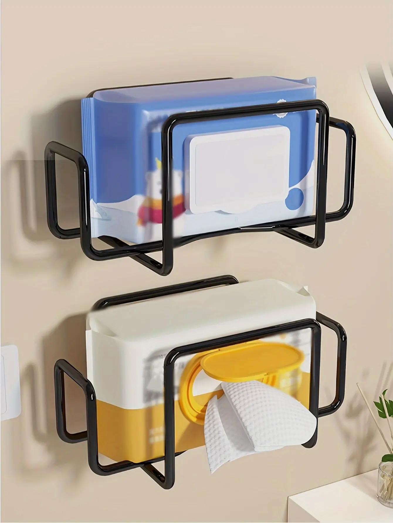 Wall-Mounted Tissue Holder for Holding Tissue Rolls and Sheets, Non-Drilling Adhesive Mount – description image 6