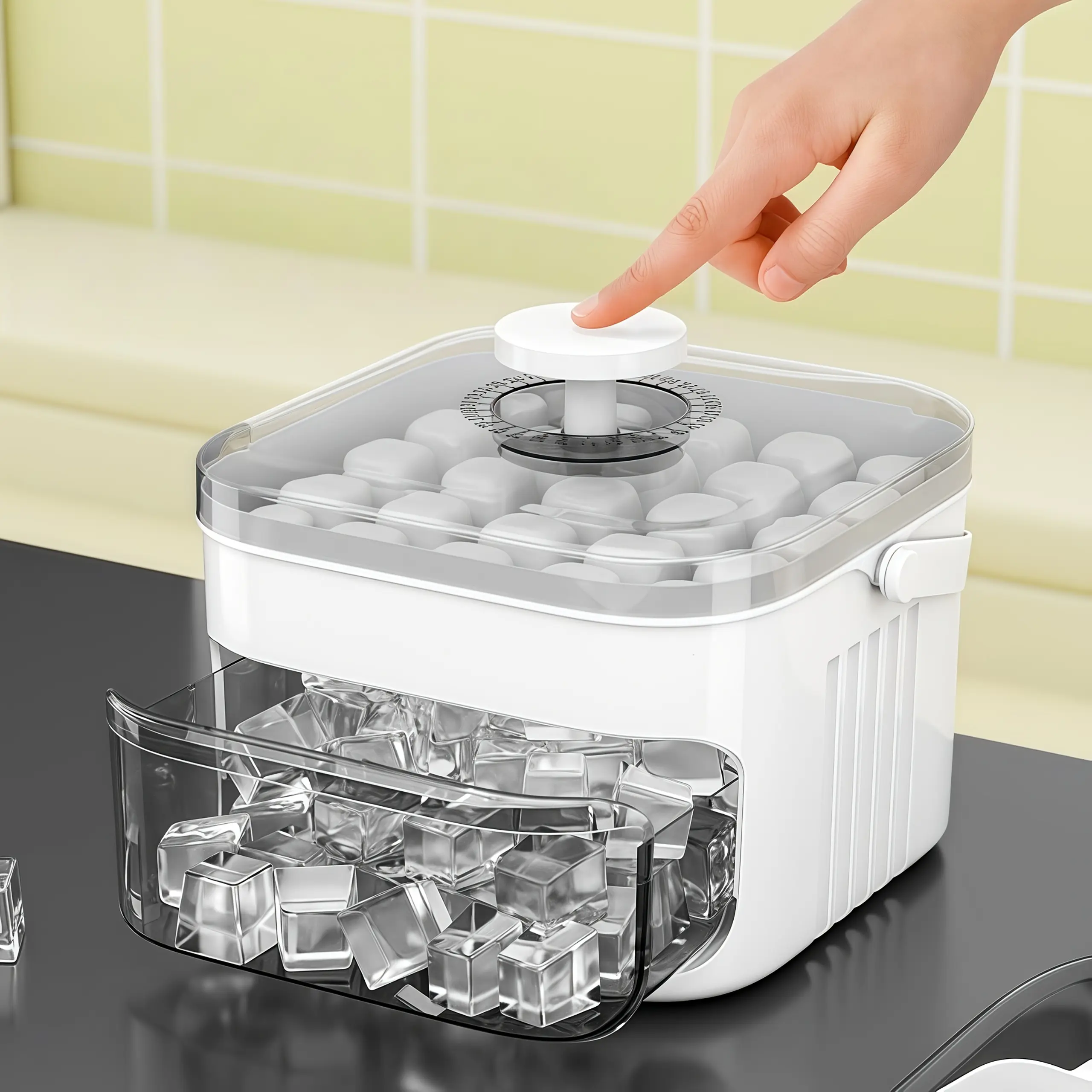 Double-Layer Ice Cube Mold for Making Ice Cubes with Push-Button Release Design – description image 1