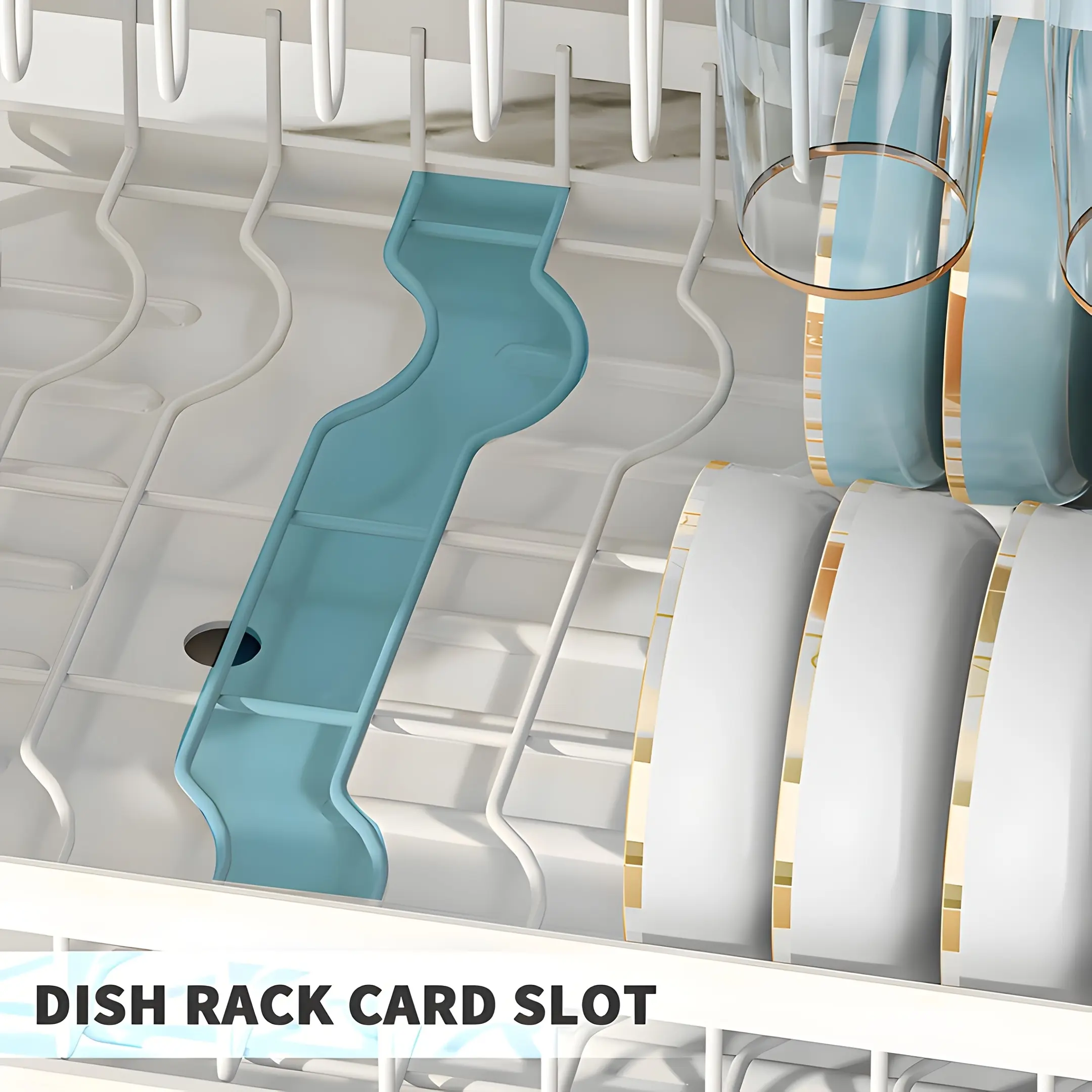 Two-Tier Metal Dish Drying Rack for Drying & Organizing Dishes with Drainage Tray – description image 3