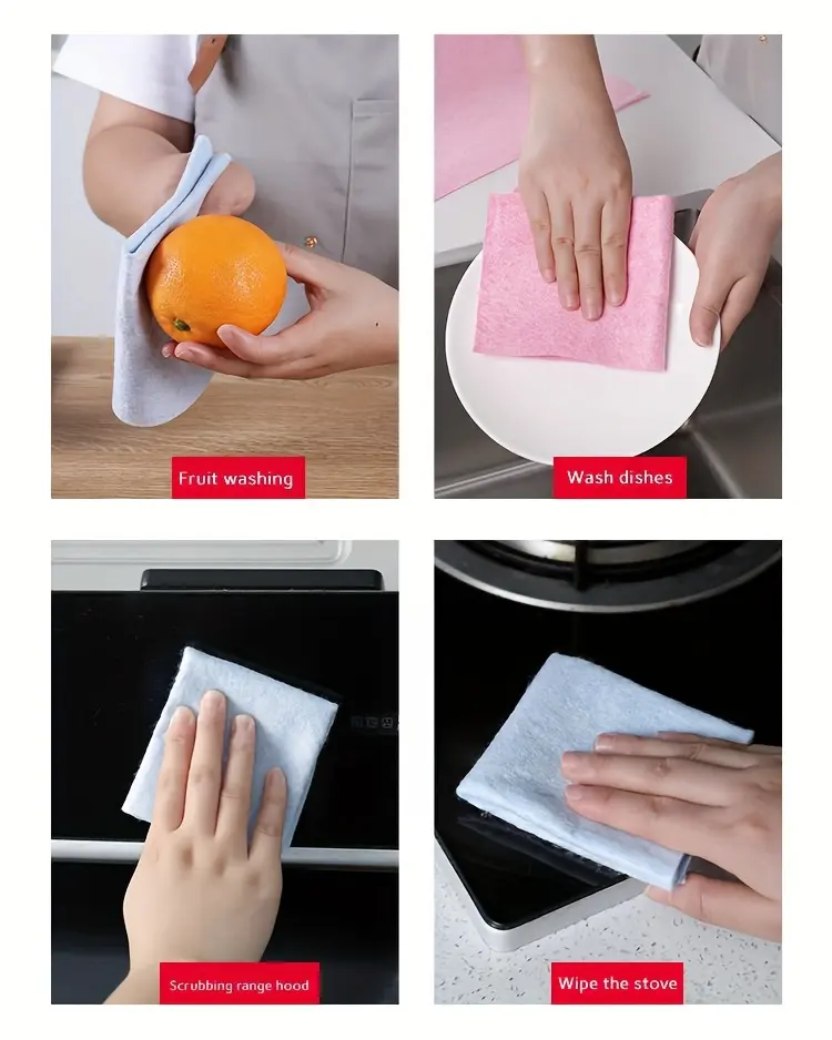 20pcs Reusable Non-Adhesive Dishcloths for Household Cleaning & Wiping, Oil-Resistant Absorbent Cloth – description image 7