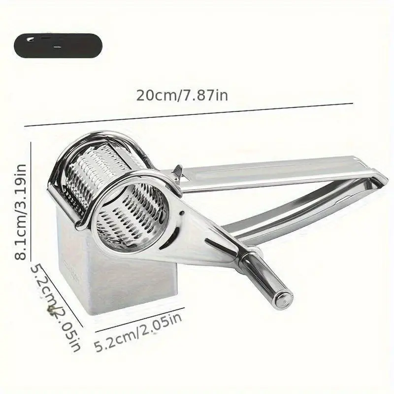 Stainless Steel Rotary Cheese Grater for Manual Shredding & Grating – description image 7