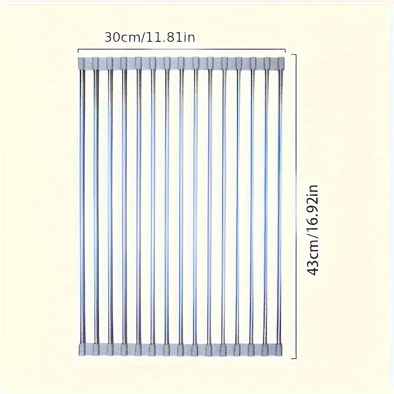 Stainless Steel Roll-Up Dish Drying Rack for Drying Dishes & Air-Drying Items – description image 1