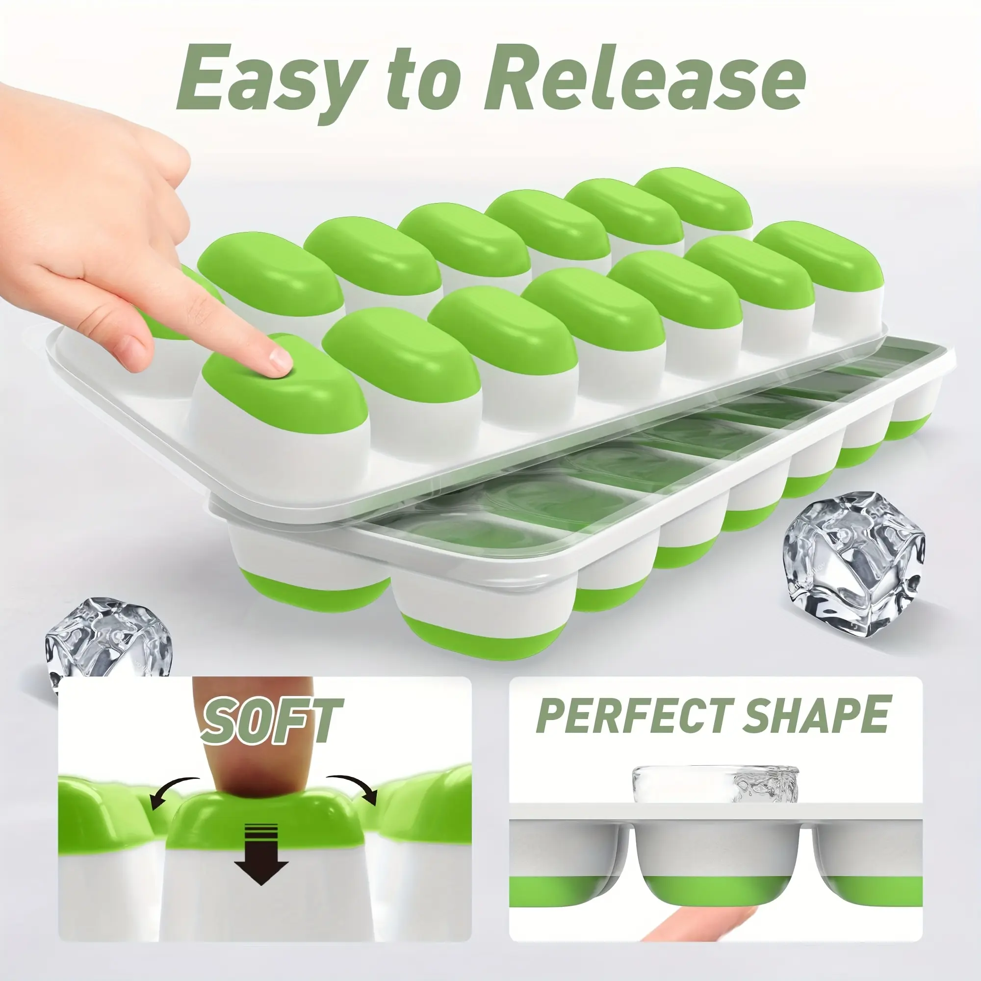 4pcs Large Ice Cube Tray for Making Ice Cubes and Ice Balls, Flexible Mold with Removable Lid – description image 1