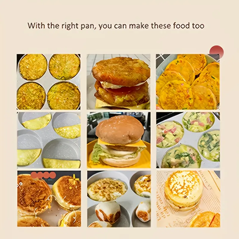 Non-Stick 4-Hole Frying Pan with Lid for Cooking Eggs and Small Portions, Wooden Handle – description image 3