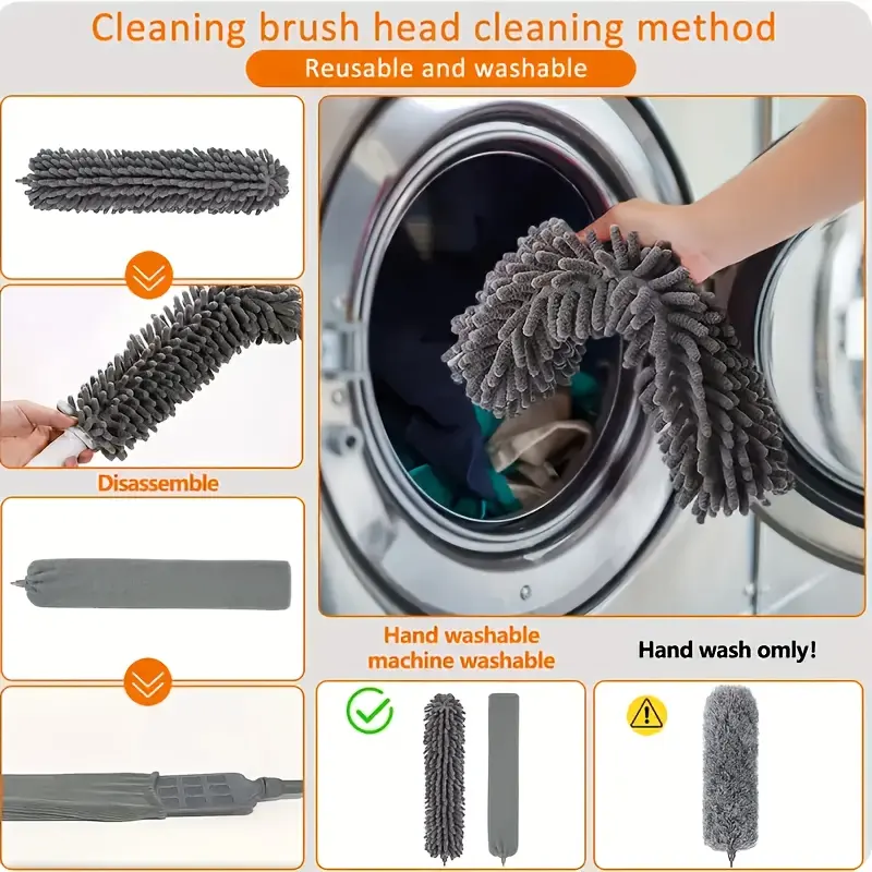 Microfiber Duster with Telescopic Extension Pole for High-Reach Dusting & Cobweb Removal – description image 1