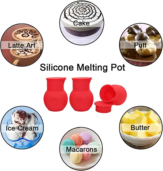3pcs Silicone Chocolate Melting Pot for Melting & Pouring with Microwaveable Design – description image 3