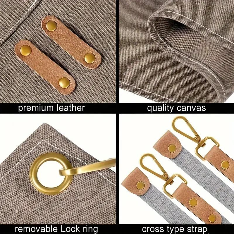 Multi-Pocket Apron for Workwear & Task Carrying, Adjustable Strap, Polyester Blend – description image 2