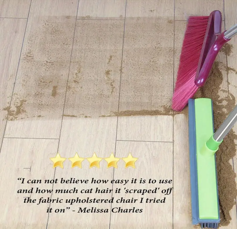 Rubber Broom with Squeegee Edge for Sweeping Hair & Wiping Smooth Surfaces – description image 5